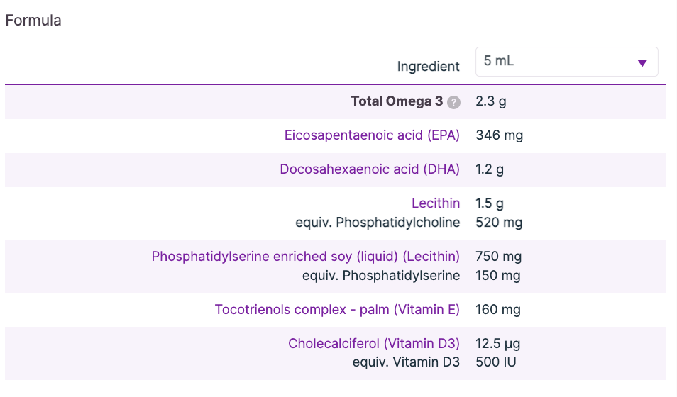 Omega Brain Plus 190mL, Peppermint