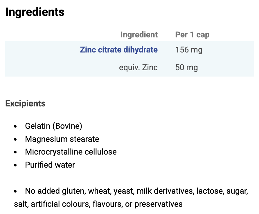 Zinc Citrate 60c